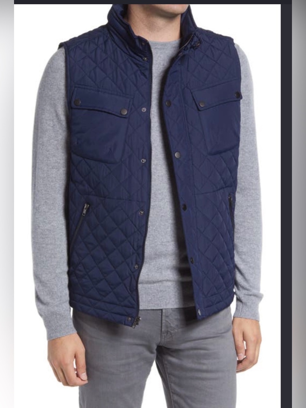 NWT Nordstrom Men’s Quilted Vest Navy Hooded , XL